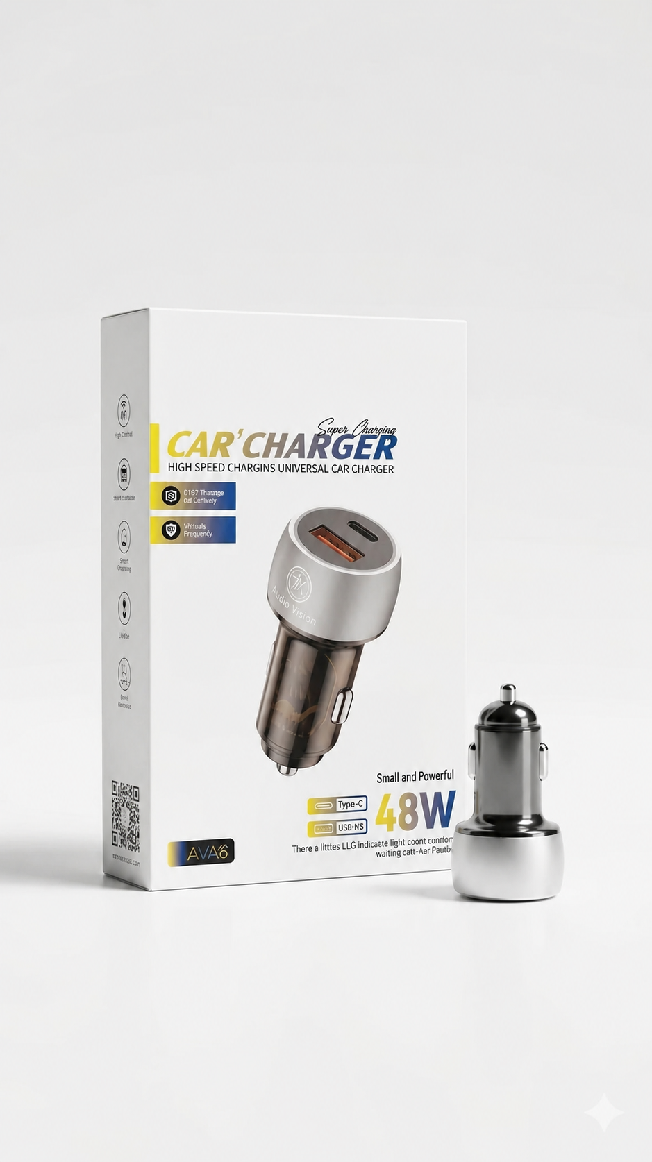 48W Fast Car Charger | Dual Port USB + Type-C Super Charging Adapter